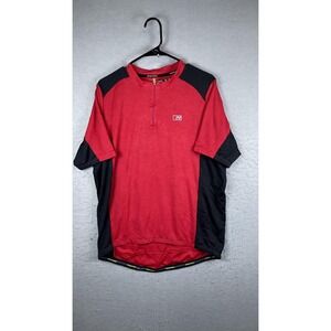 Nishiki Cycling Jersey Mens XL Red‎ Black 1/4 Zip Short Sleeve Mesh Bike Shirt